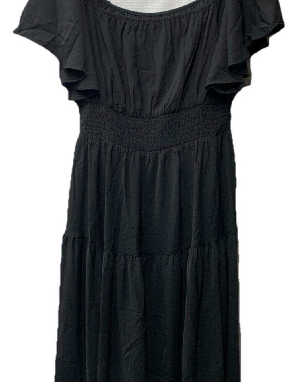 GRACE KARIN Women's Summer Dress Short Sleeve Square Neck Smocked Black Size XL